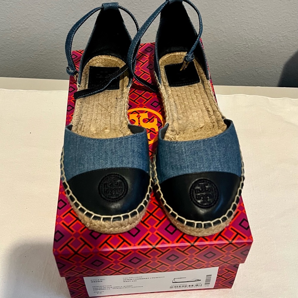 TORY BURCH color block ankle strap Espadrille